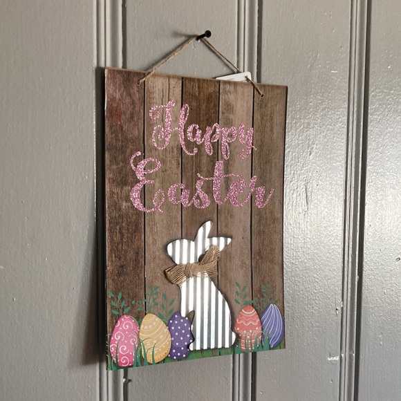 2/$20 NWT Stunning Glittered Happy Easter Die Cast Metal Bunny🐇 Decoration Sign - Picture 11 of 15
